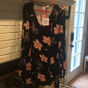 Vneck Black floral tag dress